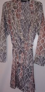 Fashion To Figure Animal Print belted shirt dress